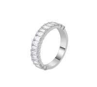 White Gold Band Ring, Womans Rings Elegant Band Moissanite White Gold Birthday Gift Comfort Fit Size J 1/2