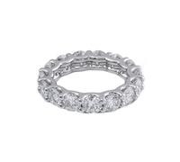 White Gold Band Rings for Women 18K, Marriage Ring Eternity Band with Round Shape Diamond Size X 1/2