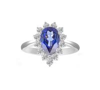 White Gold Band Rings for Women, Simple Promise Rings Created Sapphire 2ct Flower Jewelry 18K White Gold with Moissanite for Mother Size M 1/2