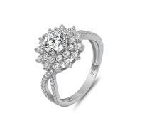 White Gold Band Rings for Women, Simple Rings Moissanite 1ct Flower Jewelry 14K White Gold for Mother Size M 1/2