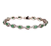 White Gold Bracelet, Women's Bracelets Lab Created Emerald 3.2ct Charm Jewelry 9K White Gold with Moissanite