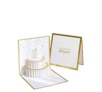 White & Gold Celebration 3D Pop Up Birthday Card