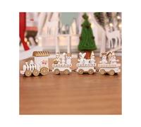(White Gold) Christmas 4 Wooden Section Train Decoration Jewelry Festival Childrens Gift