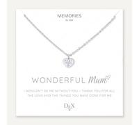 White Gold Coated Heart Necklace - Gift for Mum from Daughter or Son - “Wonderful Mum” Pendant - Stainless Steel Jewelry - Thank You Mum Necklace - Birthday, Mother’s Day or Just Because