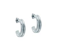 White Gold Coloured Hilya Hidden Heart Small Hoop Earrings