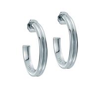 White Gold Coloured Hisla Hidden Heart Large Hoop Earrings