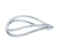 White Gold Coloured Wavie Jewelled Wave Cubic Zirconia Bangle