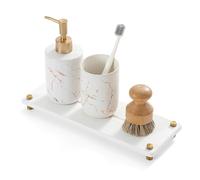 White Gold Dish Drying Rack Tray, Water Absorbing Stone Sink Caddy Kitchen Sink Organizer, Diatomite Bathroom Counter Faucet Mat Coaster, Soap Riser Dispenser Sponge Holder, White 12.5" x 4.5"