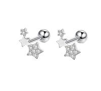 White Gold Earrings, 18K Stud Earrings for Women Star Shaped with Moissanite