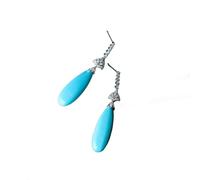 White Gold Earrings, Dangle Earrings for Women Trendy Sky Blue Turquoise 24.84ct 9K White Gold with Diamond