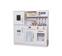 (White/Gold Edition) Large Kids Wooden Kitchen Play Set Kitchen Role Play Set With Utensils & Pans