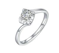 White Gold Engagement Ring 14K, Rings for Me with 0.5ct Round Shape Moissanite Size T 1/2