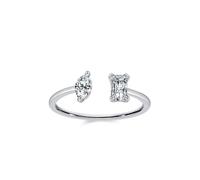 White Gold Engagement Ring Size S 1/2, Open Band Moissanite Wedding Bands Solid 14K Real Gold Promise Rings for Wife