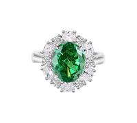 White Gold Engagement Rings, Solid 18K Real Gold Elegant Wedding Band with 5ct Lab Grown Emerald Anniversary Ring Bands for Wife Large with Moissanite Size Q 1/2
