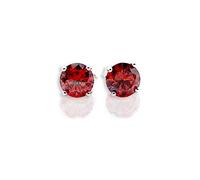 White gold finish Round Cut Red Ruby 3mm and 5mm Stud earrings for women Birthday New Year Valentine's Day Gift for Mum Wife Sister Girlfriend-Come with Gift Box (3)