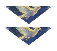 White-Gold Glowing Flying Parrot Bulk Dog Bandanas Snap Button Unisex Puppy Cat Pet Scarf Cute Pet Holiday Set for Dogs Cats 2 Pack
