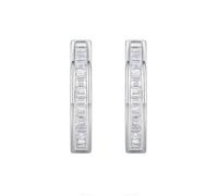 White Gold Hoop Earrings For Women 9ct, Huggie with 1.5x2mm Moissanite Embedded Earrings