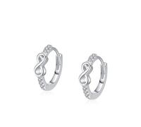 White Gold Hoop Earrings, Womens Infinity Huggie with Moissanite Earrings 18K