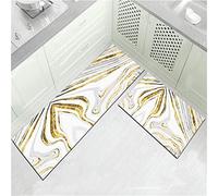 White Gold Kitchen Rugs Set 2 Piece Kitchen Mat Set Non-Slip Anti Fatigue Standing Mats Runner Rugs Washable Floor Mats for Kitchen,Laundry,Bedroom,Hallway,Indoor/Outdoor Doormat,40x60cm+40x120cm