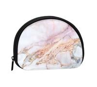 White Gold Marble Pad Pink Marble, Women's Storage Bag Shell Makeup Bag Small Coin Purse Shell Change Pouch