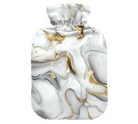 White Gold Marble Texture Travel hot Water Bottle with Soft Cover, 2Lhot compresses for The Body for Pain Relief,Hot and Cold Therapies,bolsas de agua Caliente para Dolores