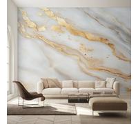 White Gold Marble Wallpaper for Living Room & Bedroom & Hallway, Non-Woven Modern Abstract Marble Mural Wallpaper, Wall Mural Wall Decoration 300 x 210 cm (WxH) K-MZ&4