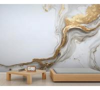 White Gold Marble Wallpapers Modern Abstract Stone Pattern Mural Wallpaper Grey Gold Foil Fluid Art Boys Wallpaper Abstract River Pattern Kids Bedroom Living Room Mural Poster 450X300cm