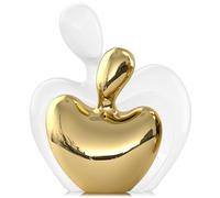 White Gold Mini Hugging Couple Statue Ceramic Lover Figurine Home Decor is a Romantic Gift for Her on Wedding Anniversary and Valentines, TV Stand Decoration Knick Knacks for Shelves (White Gold)