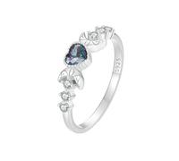 White Gold Moon Heart Ring, 925 Sterling Silver Vintage Fashion Rings For Women Girls