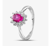 White Gold Oval Cut Ruby & Cubic Zirconia Halo Ring D152306WR-N