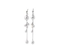White Gold Pearl Tassel Earrings Pearl Pendants of Different Sizes Grape Shaped Women's Ear Jewelry