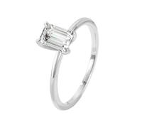 White Gold Pinky Ring for Women 14K, The Promise Ring Solitaire with Moissanite 1ct Size H 1/2