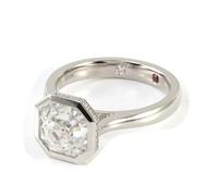 White Gold Pinky Ring for Women 18K, The Promise Ring Geometric with 1Ct Octagon Shape Moissanite Size H 1/2