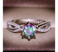 White Gold Plated Colorful Cubic Zirconia Engagement Rings Wedding Bridal Band Promise Rings Evening Parties Anniversary Valentine's Day Gifts Eternity Bands for Women