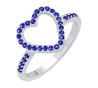 White Gold Plated Heart Shape Sapphire Ring Size 12 for Women - Sturdy Comfort Fit Non-Tarnishing September Birthstone Dainty Ring - Light Weight Statement Jewelry - Valentine's Day Gift for Her