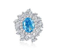 White Gold Ring 14K, Women Wedding Rings Luxury 5ct Oval Topaz with Moissanite Au585 White Gold Band Size L 1/2
