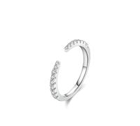 White Gold Ring 18K, Wedding Ring for Women Open with Lab Created Diamond Au750 Silver Band Size M 1/2