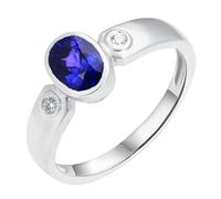 White Gold Ring 18K, Women Wedding Band Lab Created Sapphire 1.25ct Oval White Gold Jewelry with Moissanite for Valentine's Day Size U 1/2