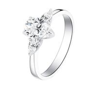 White Gold Ring Bands for Women, Engagement Ring Vintage 750 White Gold Simple Teardrop Band Moissanite for Wife Fiancée Size K 1/2