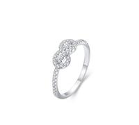 White Gold Ring Thin 14K, Lab Diamond Engagement Rings Geometric Silver with Round Shape Lab Created Diamond Size L 1/2