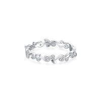 White Gold Ring Women 18K, The Promise Ring Vines Row Design with Round Moissanite Size N 1/2