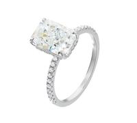 White Gold Rings Band, Vintage Rings for Women Rectangular Platinum PT950 Band with Moissanite3.5ct Size V 1/2