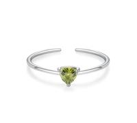 White Gold Rings for Women 18K, Rings for Women Marriage Open Band with Triangle Shape Peridot Silver Size K 1/2