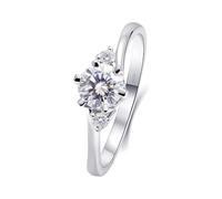White Gold Rings for Women Fashion, Pretty Rings 14K Round Shape with 0.5 Moissanite Size M 1/2