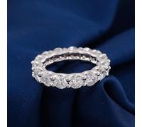 White Gold Rings for Women Fashion, Silver Band Rings for Woman 14K Eternity Round with Moissanite Size H 1/2