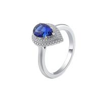 White Gold Rings for Women, Ring for Women Love 14K Teardrop with 1Ct Created Sapphire Size N 1/2