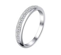 White Gold Rings for Women Vintage, Wedding Bands Vintage 750 White Gold Simple Stackable Band Moissanite for Wife Fiancée Size N 1/2