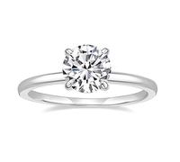 White Gold Rings for Women, Women Wedding Ring Set 14K Solitaire with Round Moissanite Size K 1/2