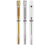 White Gold Silver Gel Pens 1.0mm Ballpoint Pen with Clip Rollerball Highlighters for Art Drawing Sketching Writing - Pack of 3