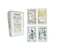 White Gold Tarot Deck with Guidebook - Luxury 78-Card Set with Gold Foil on 400 GSM Cardstock - Elegant White Tarot Cards for Beginners & Experts - Includes 80-Page Interpretive Guide